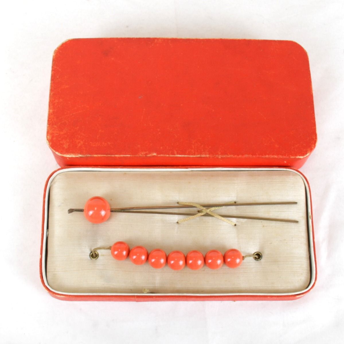 A0302 本珊瑚 約9mm径コーラルビーズ 根掛 髪飾 9g 戦前 珊瑚ビーズ(コーラル) 太鼓 連販売 約10×7～9mm (染色) ビーズ さんご