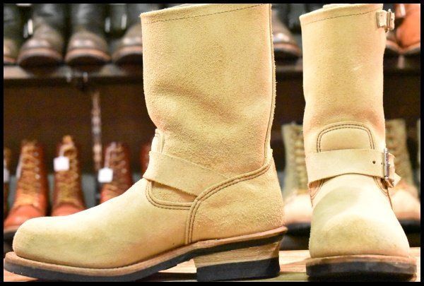 6.5D 15年 レッドウィング 8268 スエード エンジニア ホーソーンアビレーンラフアウト ベージュ ブーツ redwing HOPESMORE FJ332