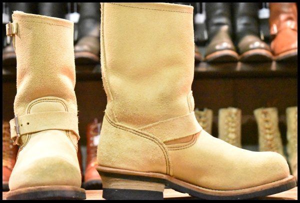 6.5D 15年 レッドウィング 8268 スエード エンジニア ホーソーンアビレーンラフアウト ベージュ ブーツ redwing HOPESMORE FJ332