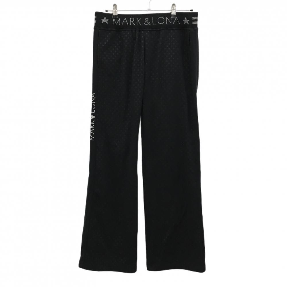 超 マークアンドロナ パンツ 黒 星総柄地模様 裏微起毛 メンズ XL ゴルフウェア MARK＆LONA