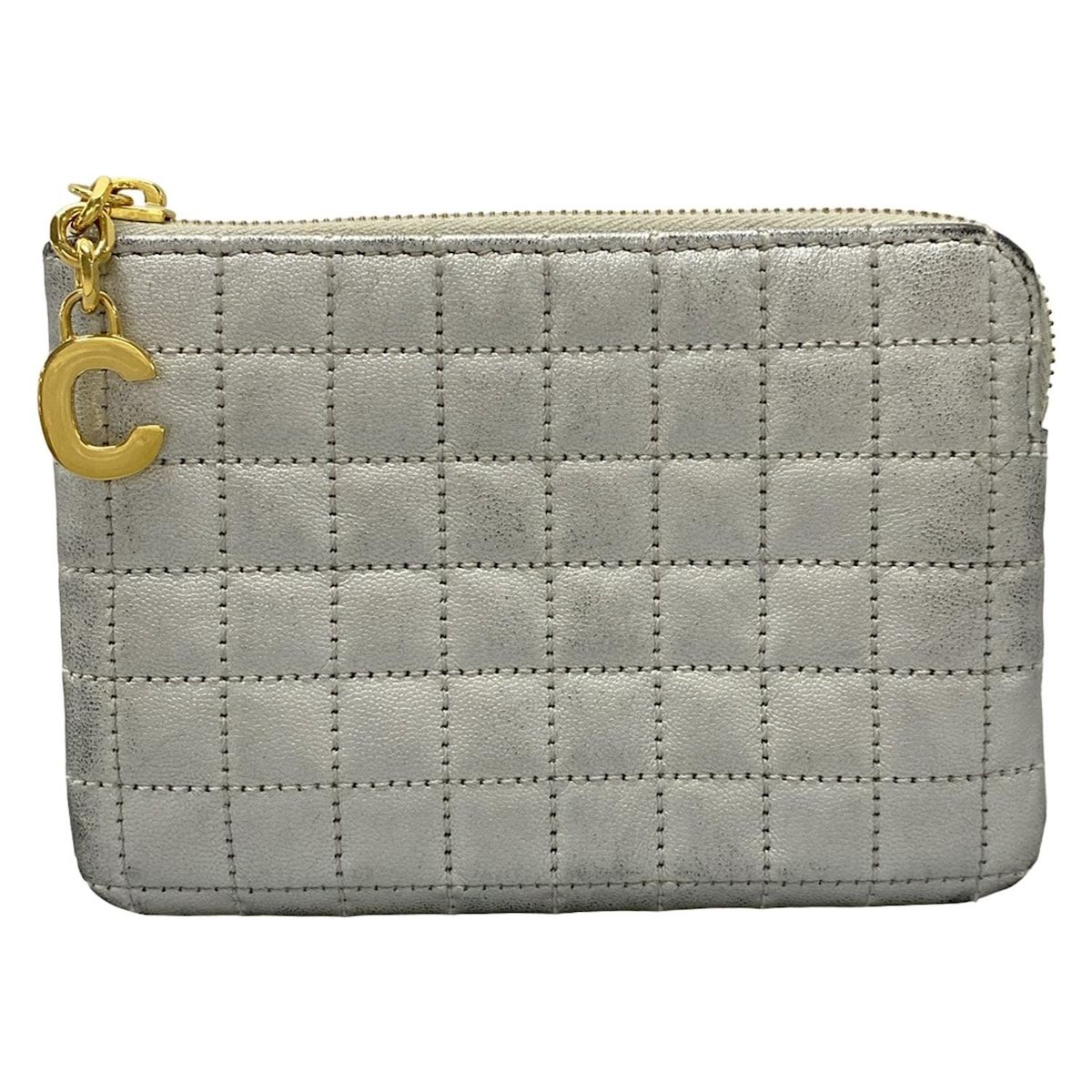 CELINE セリーヌ コインケース Cチャーム シルバー レザー