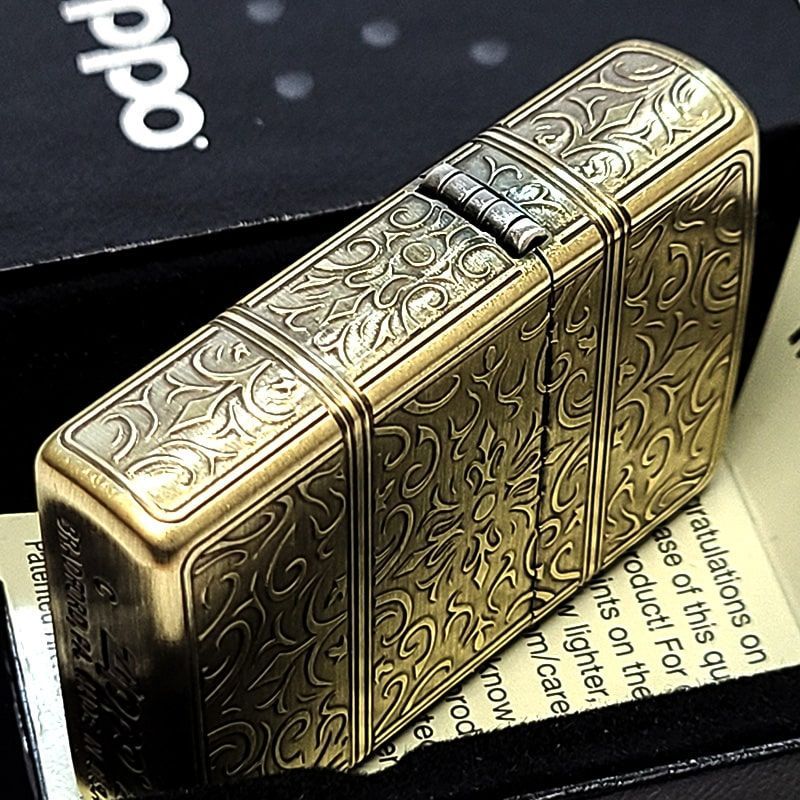 ZIPPO ライター おしゃれ ゴールド アラベスク ジッポ 金 4面精密彫刻 