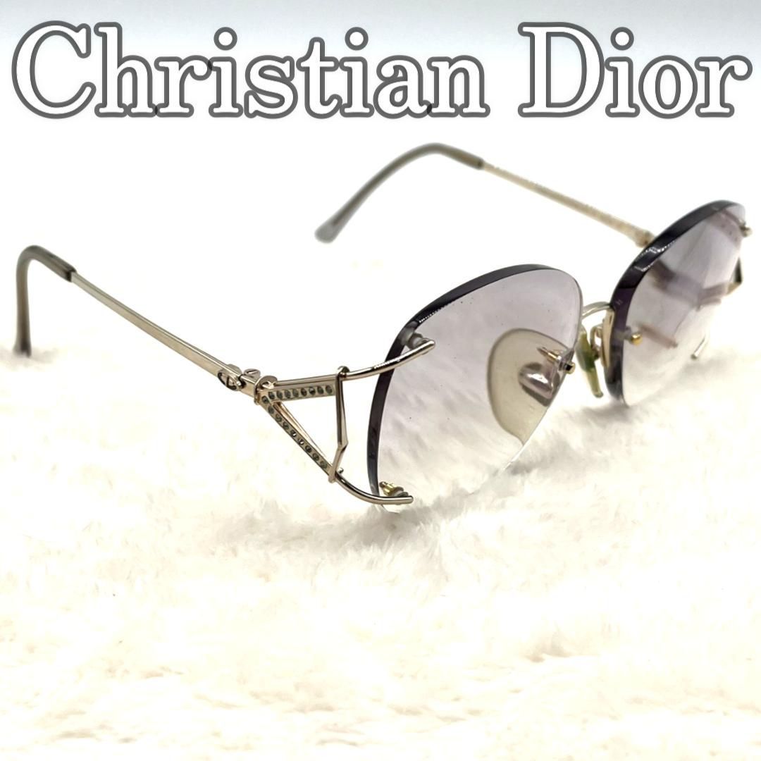 クリスチャンディオール Dior メガネ 度入り ラインストーン メタル