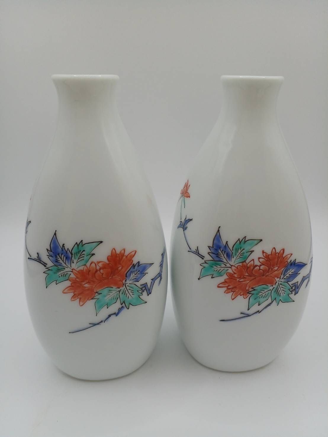 7 十三代 柿右衛門 錦牡丹文 酒器セット 徳利2 猪口5