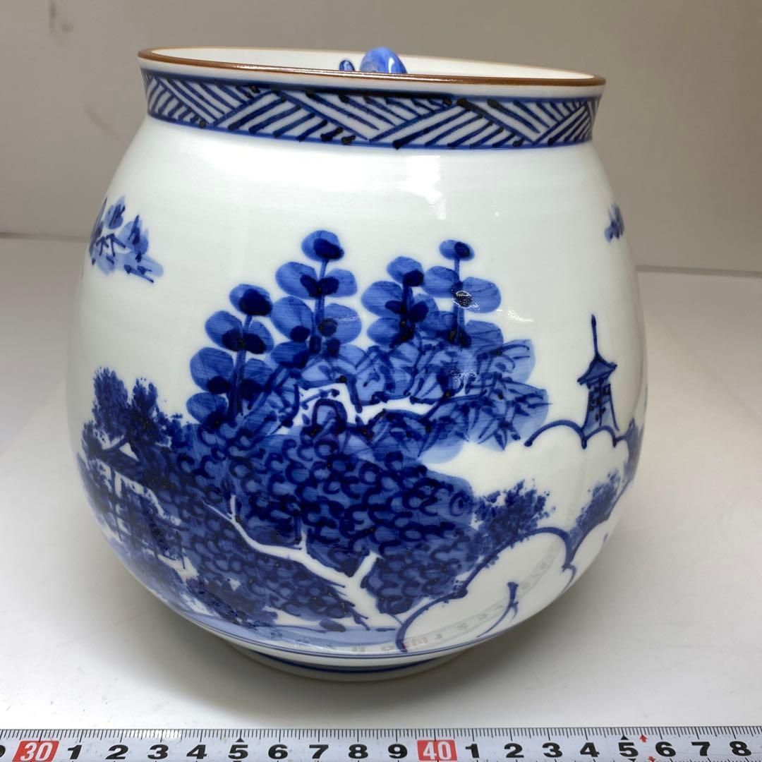 押小路焼 庄左衛門 染付近江八景 水指 高さ16.2㎝ 東な7-0218① - メルカリ