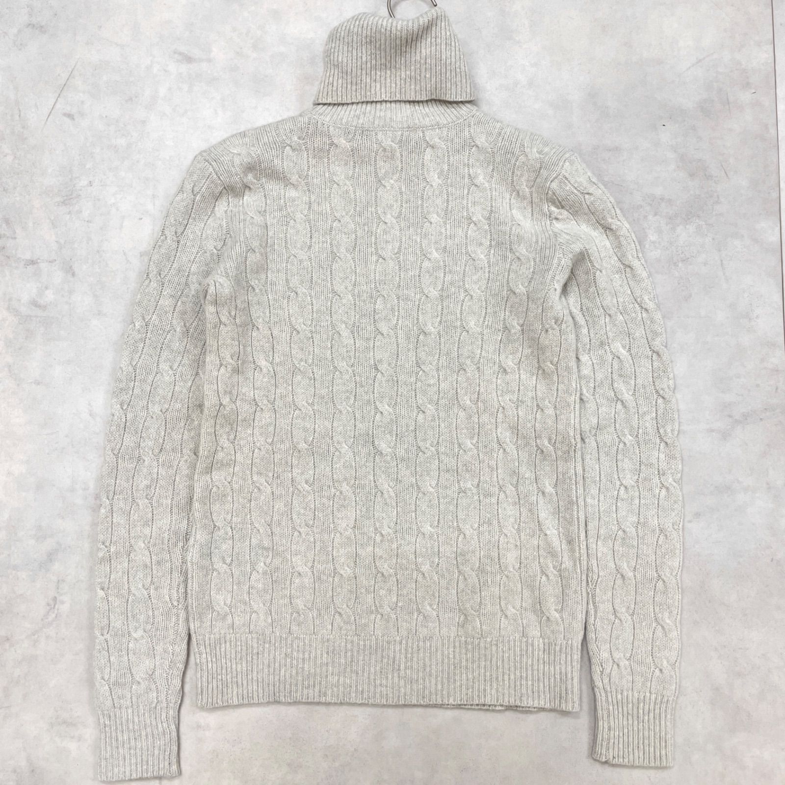 RALPH LAURENT ラルフローレン ニットトップス ケーブル編み タートルネック カシミヤ ウール グレー レディース M
