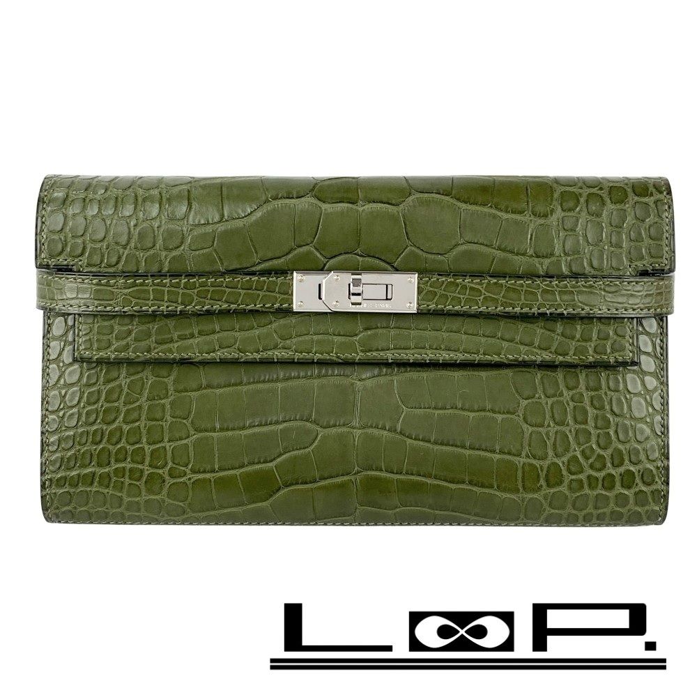 □美品□ エルメス ケリー ウォレット 長財布 クロコ アリゲーター  
