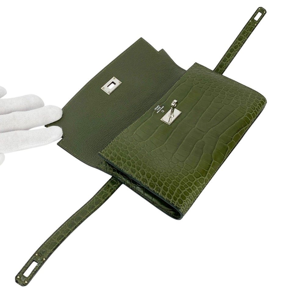 □美品□ エルメス ケリー ウォレット 長財布 クロコ アリゲーター  