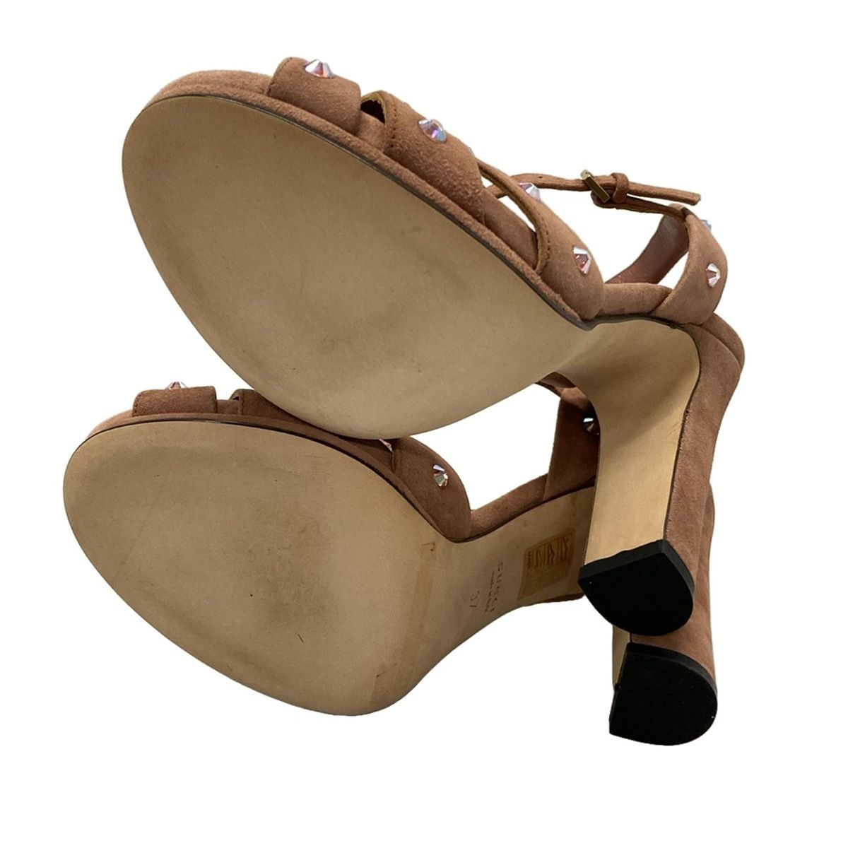  GUCCI グッチ サンダル 37 - ピンク ラインストーン サンダル サンダル ミュール