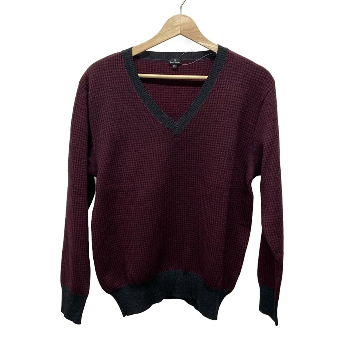 PaulSmith ポールスミス 長袖セーター サイズXL - ボルドー×黒 Vネック