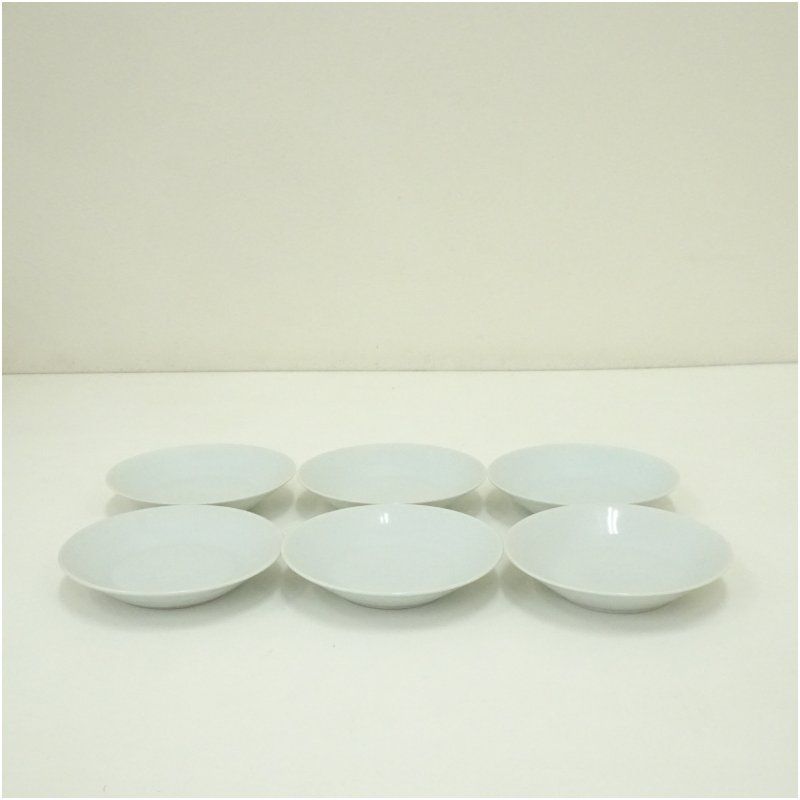 京焼 岡本為治造 白磁鹿文小皿6客 共箱 食器 器 おしゃれ かわいい 骨董 取り皿 醤油皿 料理 アンティーク インテリア レトロ 雑貨