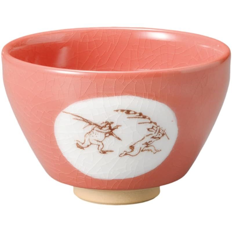 新品】 エールネット(Ale-net) 抹茶碗 赤 鳥獣戯画 茶碗 陶器 美濃焼