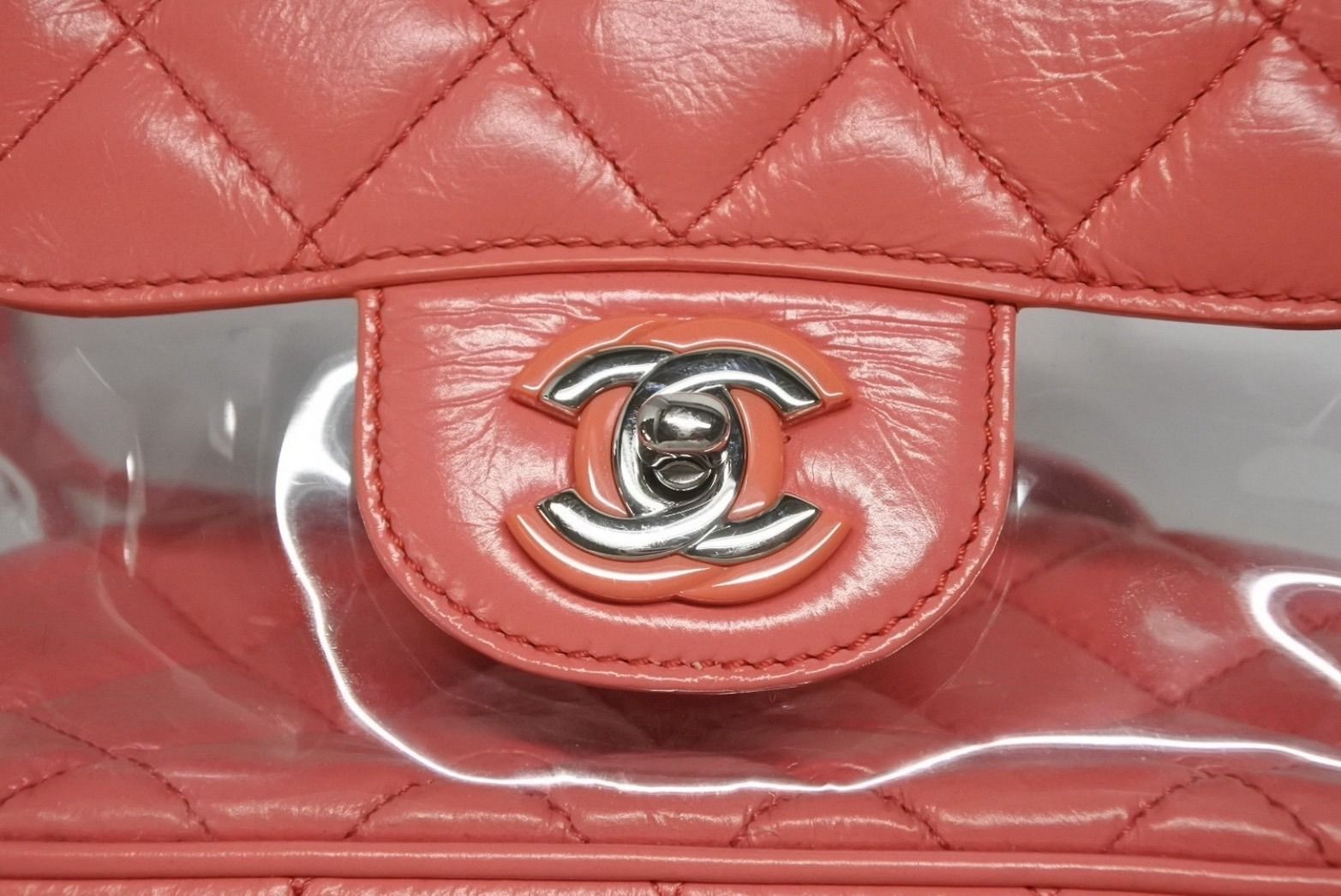  CHANEL シャネル チェーンバックパック リュック 25番台 ココマーク キルティング バニティ型 クリア ピンク系 4 b 008516 リュック バックパック バッグ