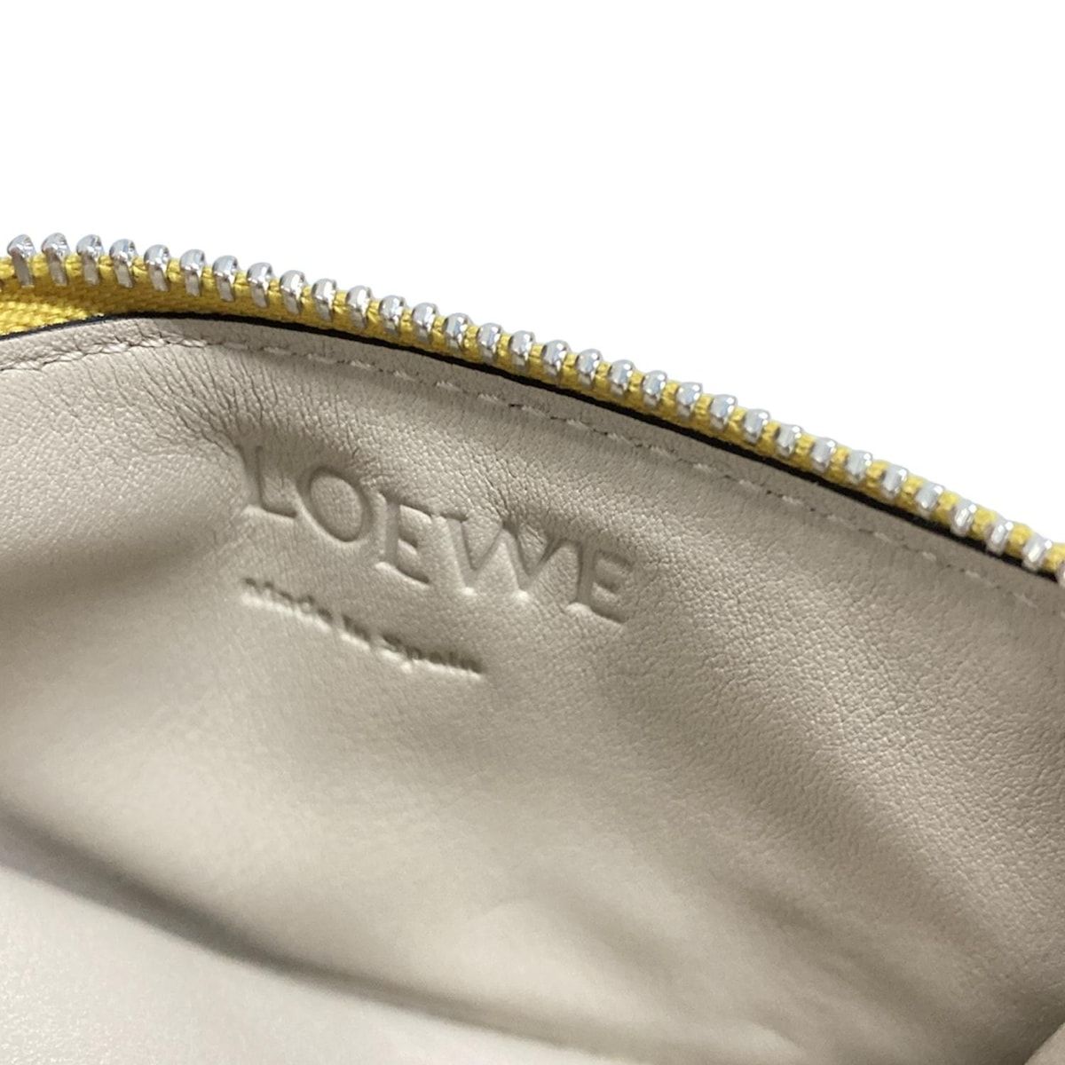  LOEWE ロエベ コインケース イエロー ライトグレー L字ファスナー カードホルダー キーリング付き アナグラム レザー その他 折り財布