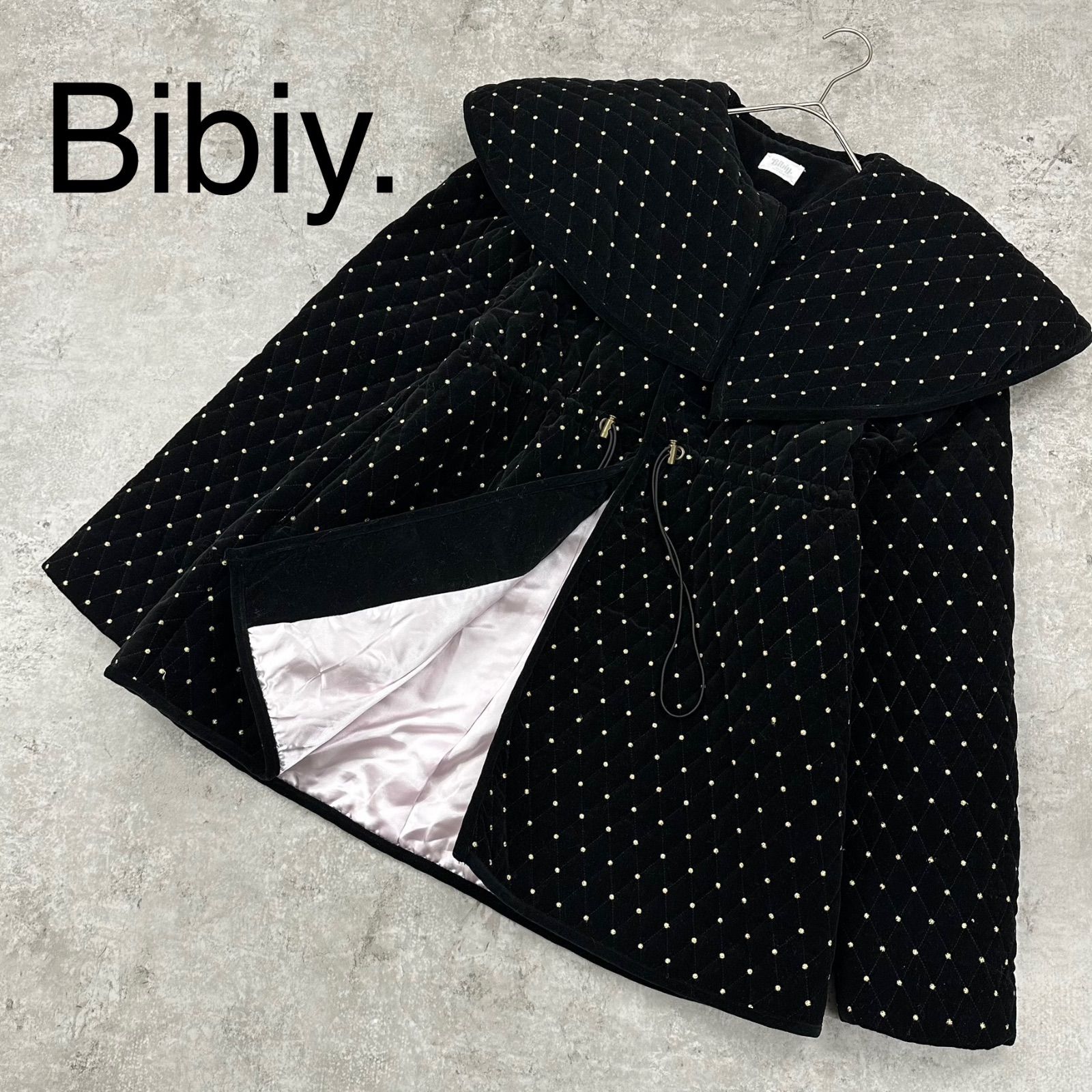 1/24まで値下げ中：Bibiy ODETTE COAT 美品】bibiy ODETTE COAT ドット コート Aライン FREE ブラック