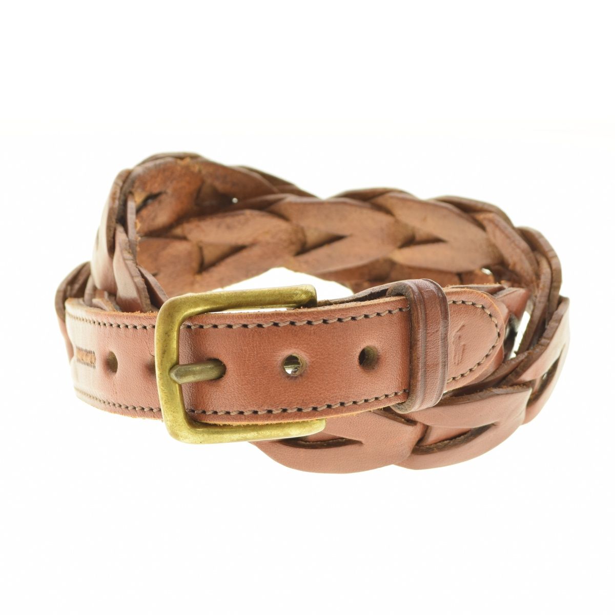 【Vintage】ポロ ラルフローレン 編み込み レザーベルト＆キーリング 匿名発送 ポロ ラルフローレン 編み込み レザーベルト