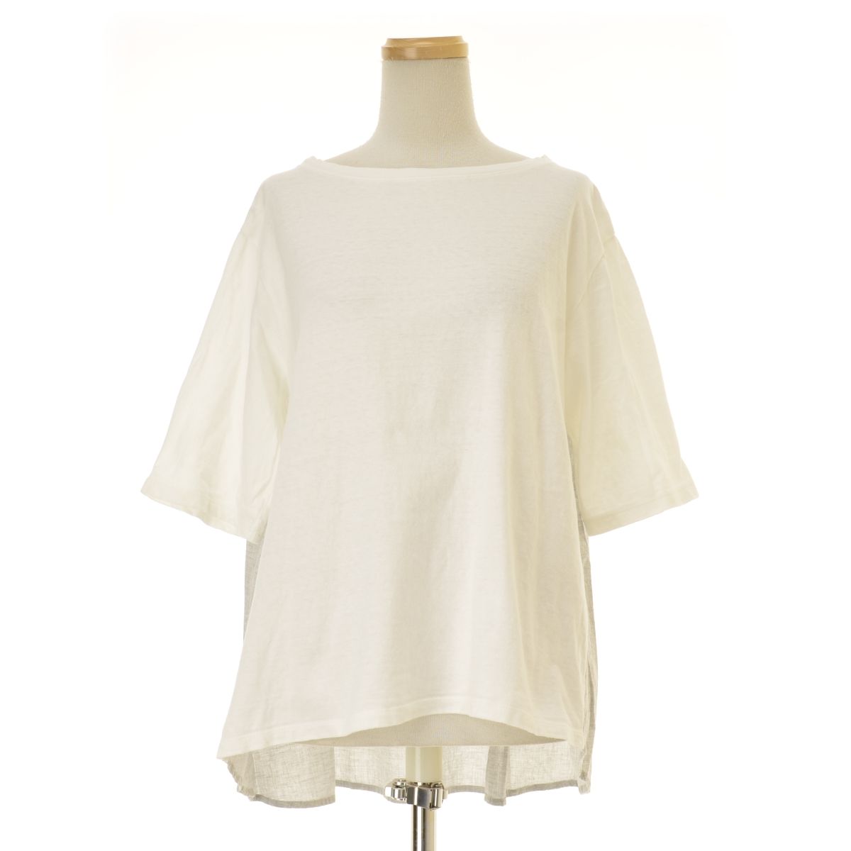 GRANDMAMAMADAUGHTER 25AW GC2537231 バックギャザーボートネックカットソー五分袖カットソー