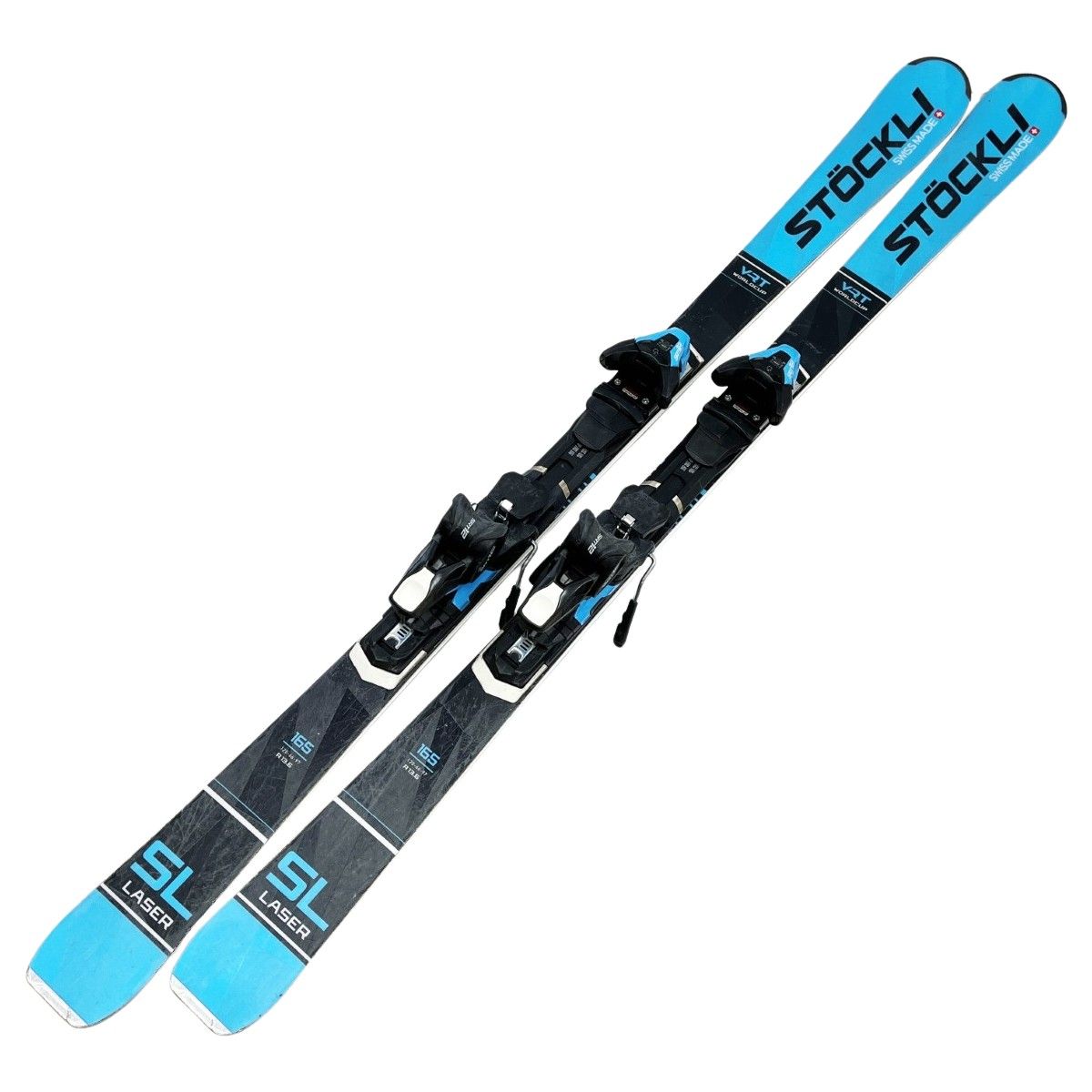 STOCKLI カービングスキー 165cm SLLASER SRT12 ビンディング付GRIP WALK キズ 水色×黒