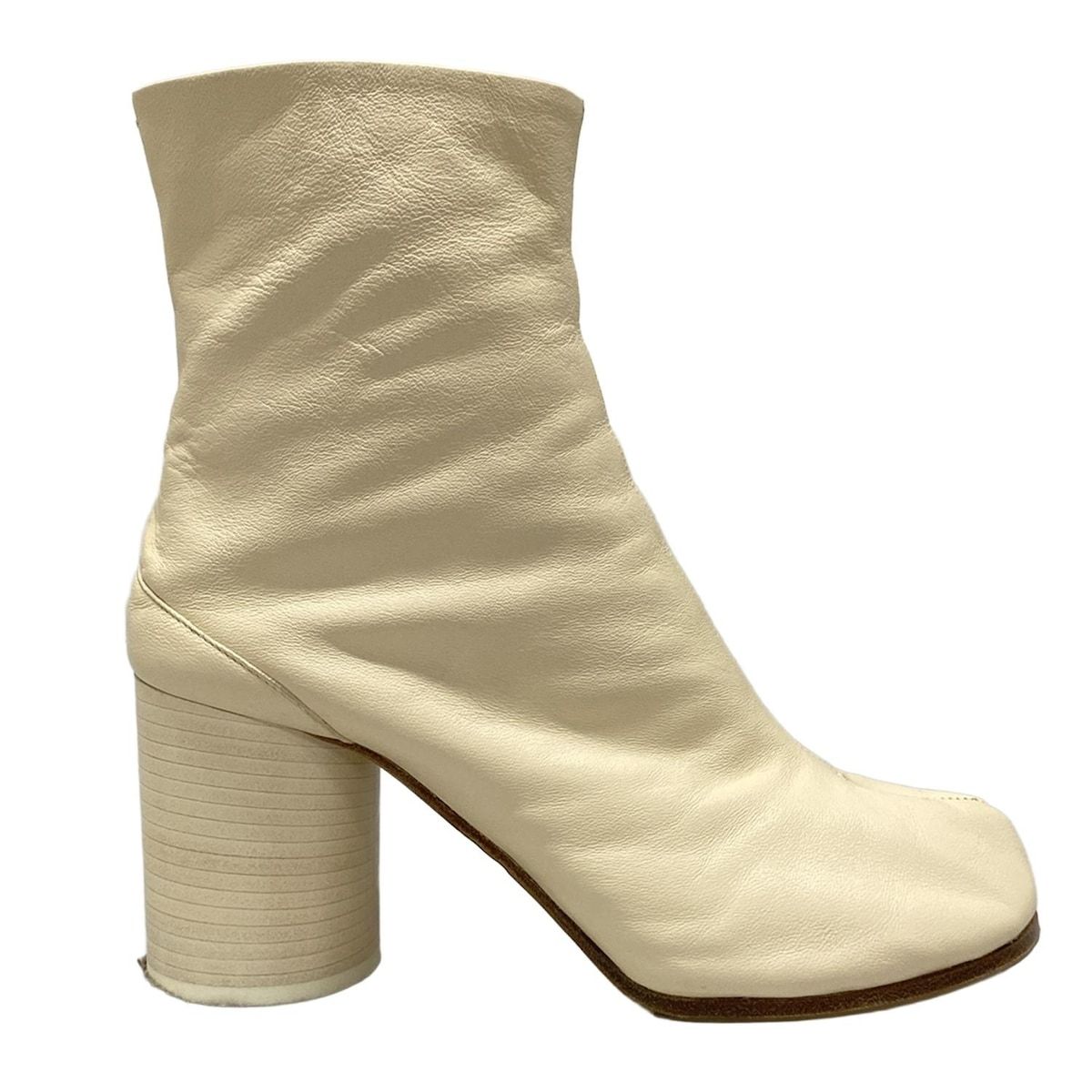  Maison Margiela メゾンマルジェラ ショートブーツ 38 レディース タビブーツ アイボリー アウトソール張替済 レザー ブーティ ブーツ