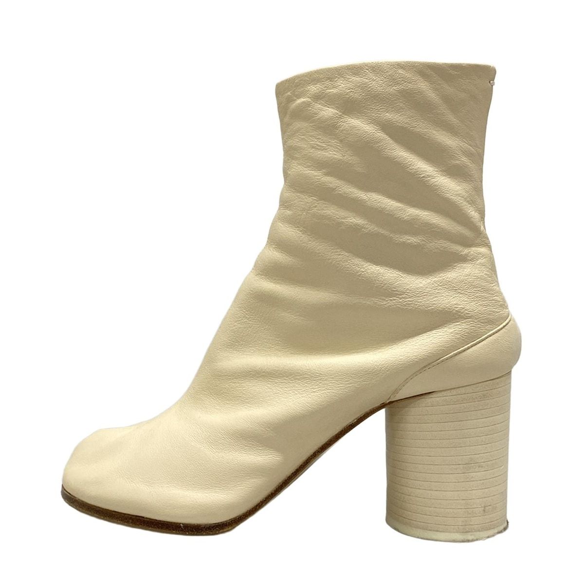 Maison Margiela メゾンマルジェラ ショートブーツ 38 レディース タビブーツ アイボリー アウトソール張替済 レザー
