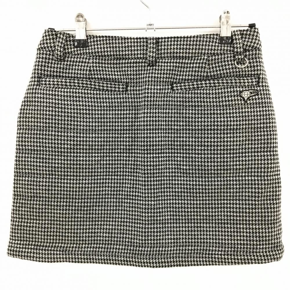 超 ビームスゴルフ 中綿ニットスカート 黒×白 千鳥格子 蓄熱裏地 レディース M ゴルフウェア BEAMS GOLF