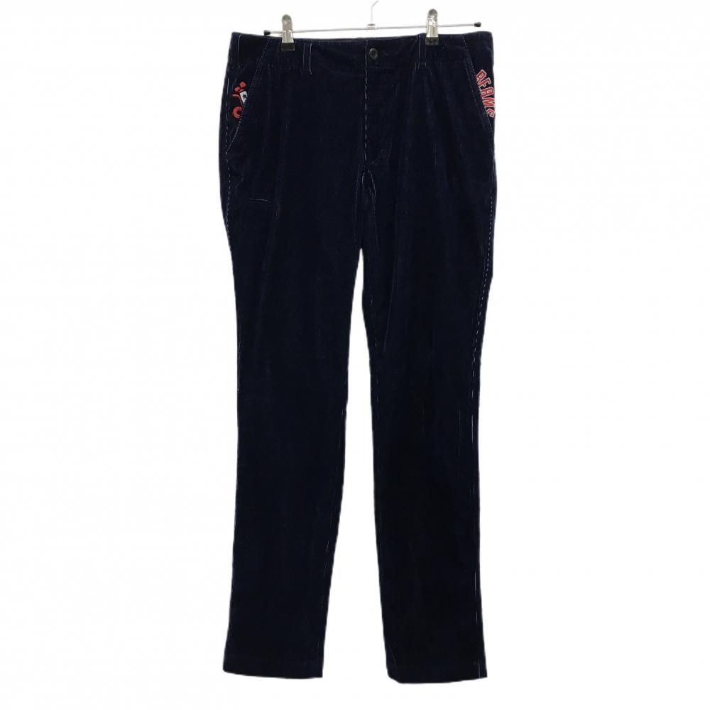 超 ビームスゴルフ コーデュロイパンツ ネイビー×レッド ロゴ刺しゅう メンズ L ゴルフウェア BEAMS GOLF