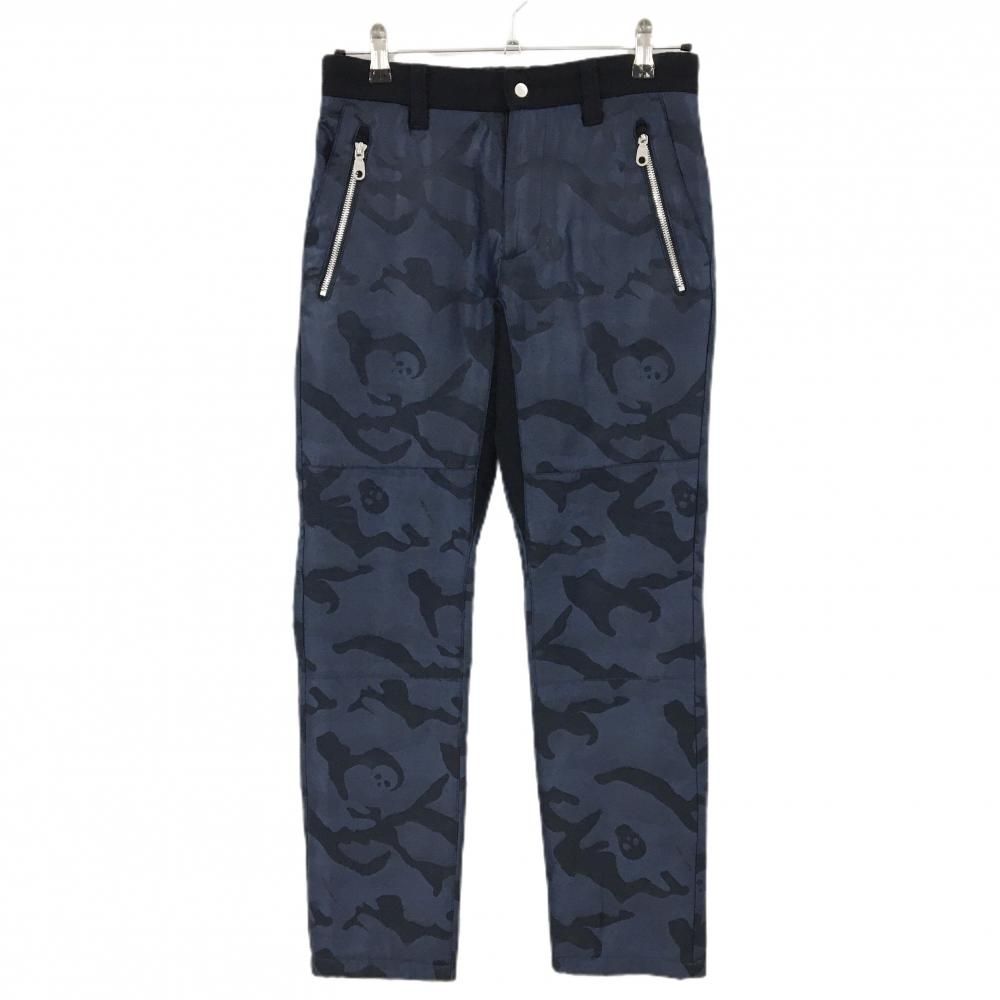 マークアンドロナ 中綿パンツ ネイビー 迷彩 カモフラ スカル 一部カシミヤ混 メンズ S ゴルフウェア MARK＆LONA