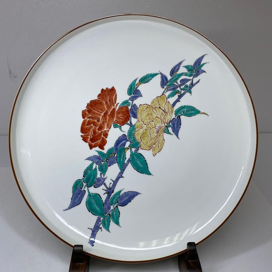 酒井田柿右衛門 濁手 文大皿 直径30.2㎝ 皿立付 東さ7-0219 2 F