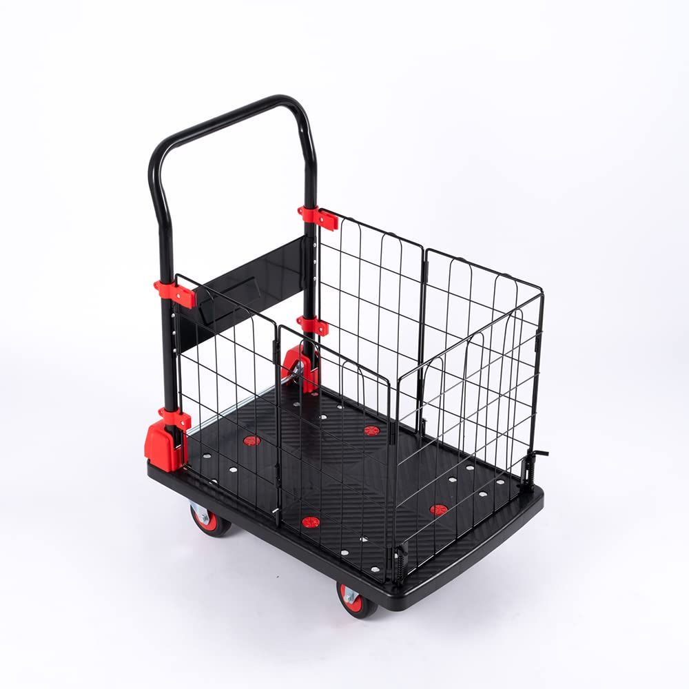 台車 カゴ付き バスケット 折りたたみ 軽量 小型 ミュートキャスター 静音 150KG 300KG コンパクト キャスター付き キャリー ワゴンキャリー 運搬 家庭用 移動 レジャー 省スペース ブ 1台2役 フェンス取り外し カゴ付き台車 大