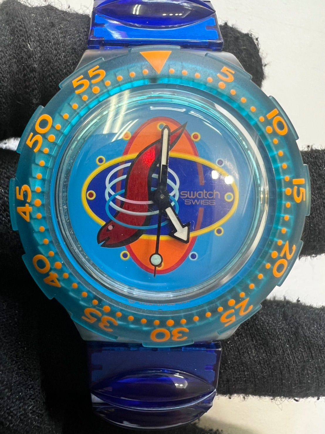 品 スウォッチ スキューバ200 QZ ブルー文字盤 メンズ腕時計 Swatch アナログ 現状品