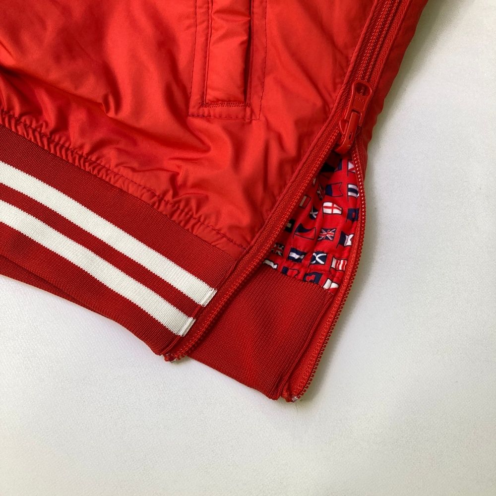  サイズ 1 JACK BUNNY ジャックバニー スニードジャック リバーシブル 中綿ブルゾン フラッグ総柄 レッド系 ゴルフウェア レディース ストスト ジャケット レディースウェア