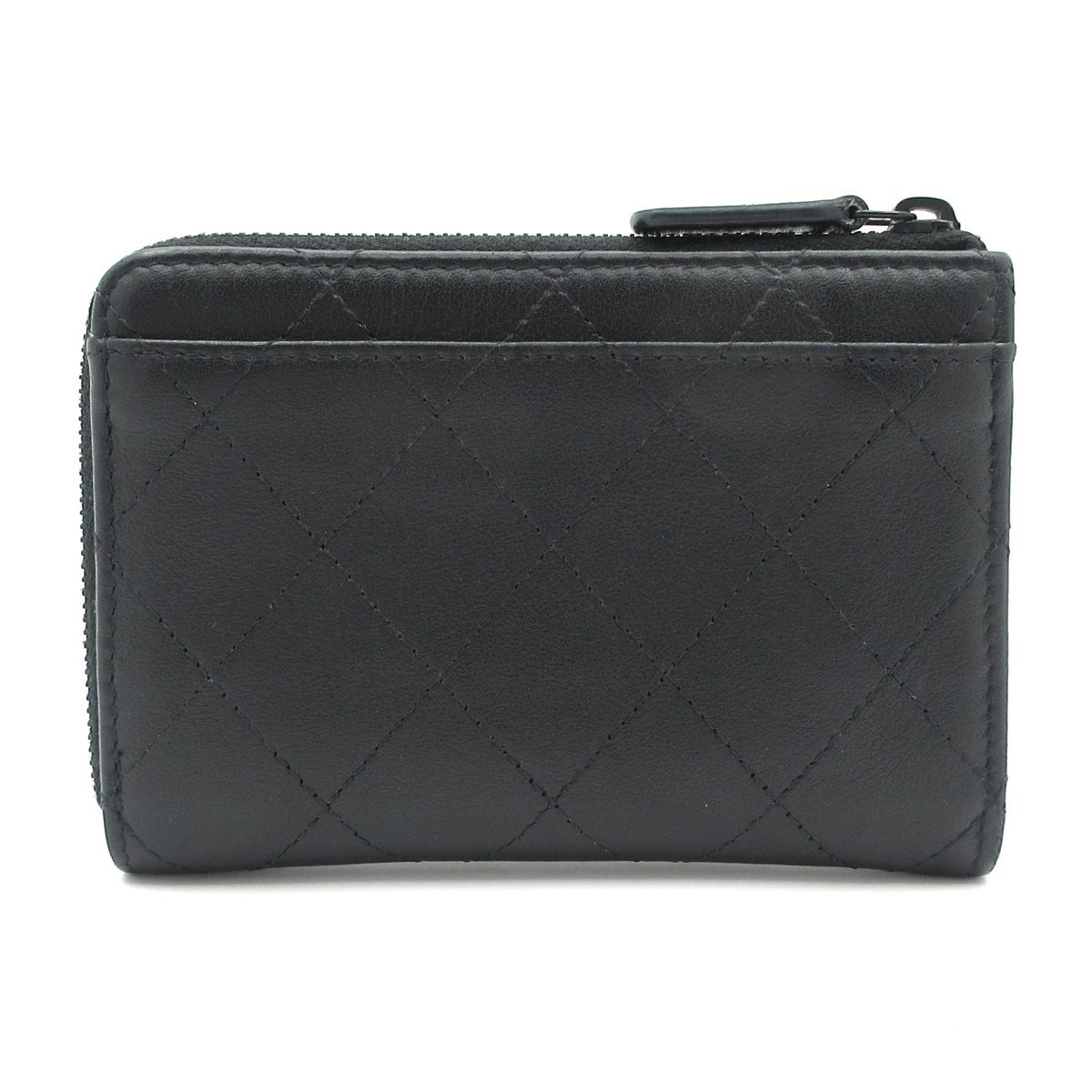 CHANEL シャネル コインケース マトラッセ AP 3861 黒 L字ファスナー ブラック金具 レザー