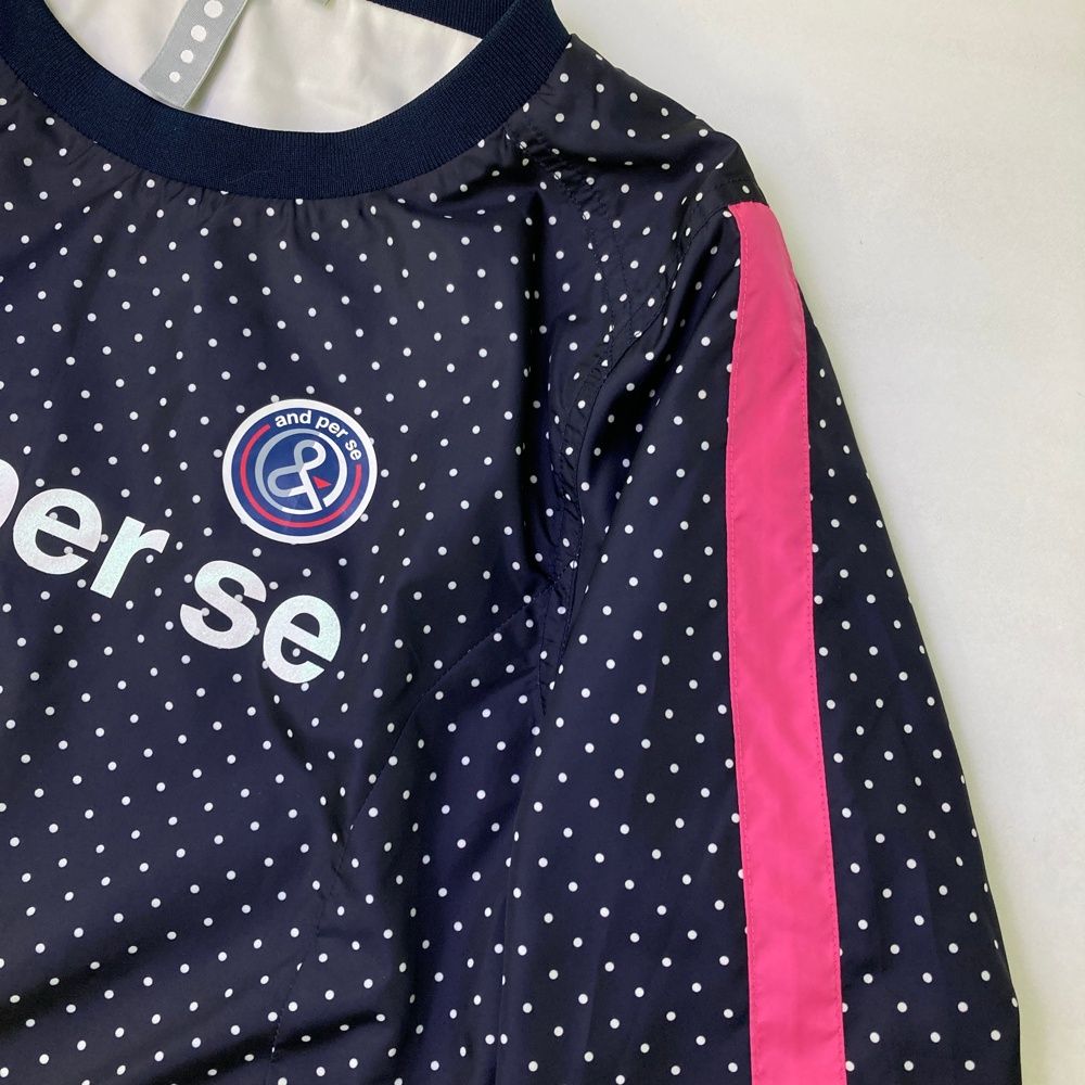  サイズ M AND PER SE アンパスィ 蓄熱 スニードジャック ドット柄 ネイビー系 ゴルフウェア レディース ストスト ジャケット レディースウェア