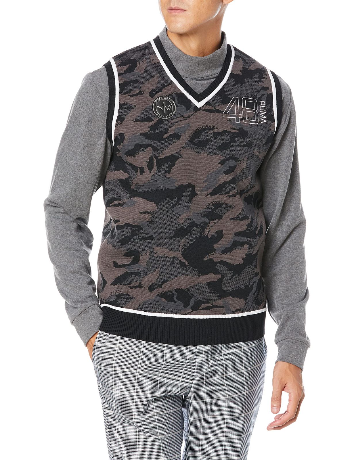 プーマ セーターベスト ゴルフ カモフラージュ Vネック ニット ベスト メンズ プーマブラック M プーマブラック M