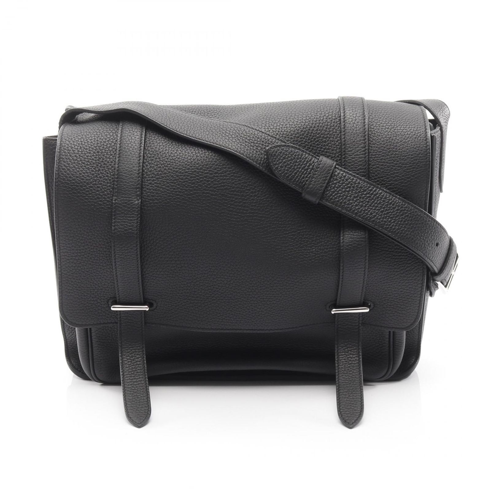 エルメス HERMES ショルダーバッグ スティーブ ブザス35 ブラック レザー スティーブ ブザス35 ブラック メンズ Used A