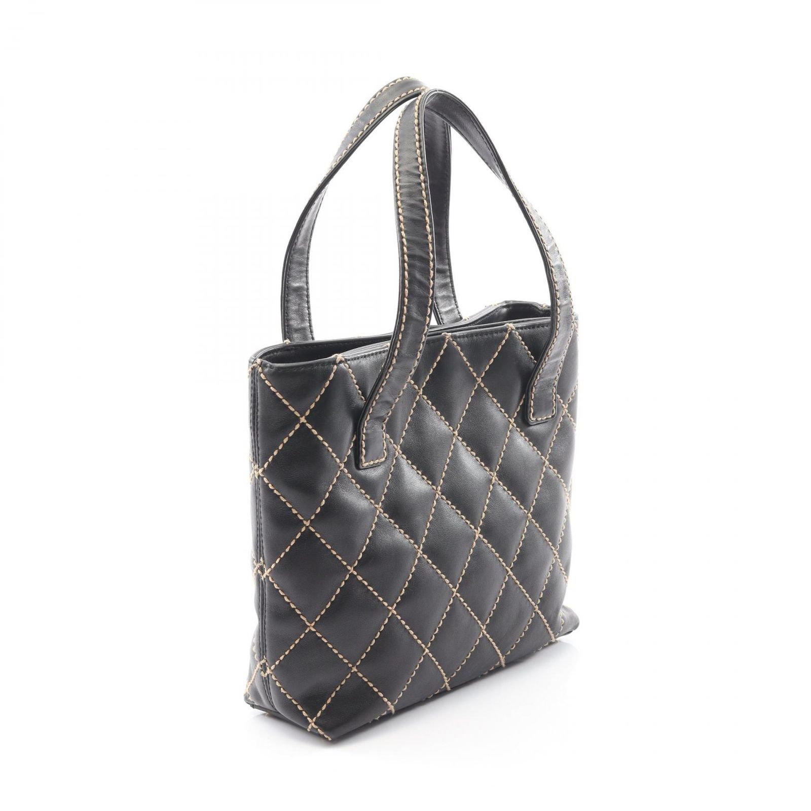 シャネル CHANEL トートバッグ ワイルドステッチ ブラック レザー