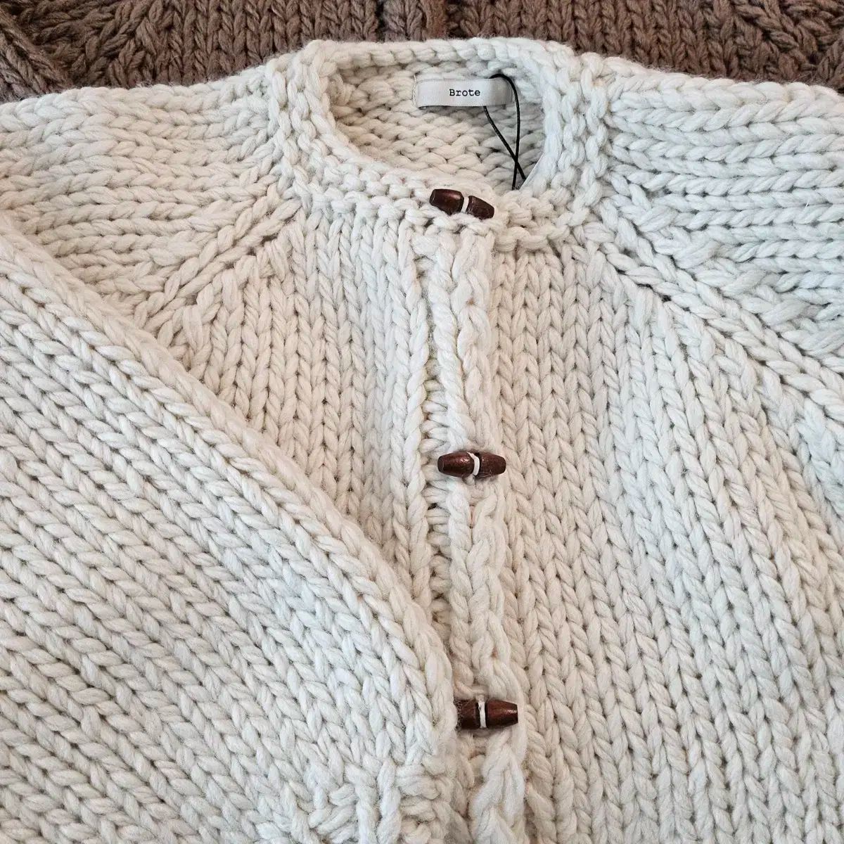  ハンドメイドカーディガン ハンドメイド編みカーディガン トグルボタンカーディガン 長袖 カーディガン ボレロ アンサンブル