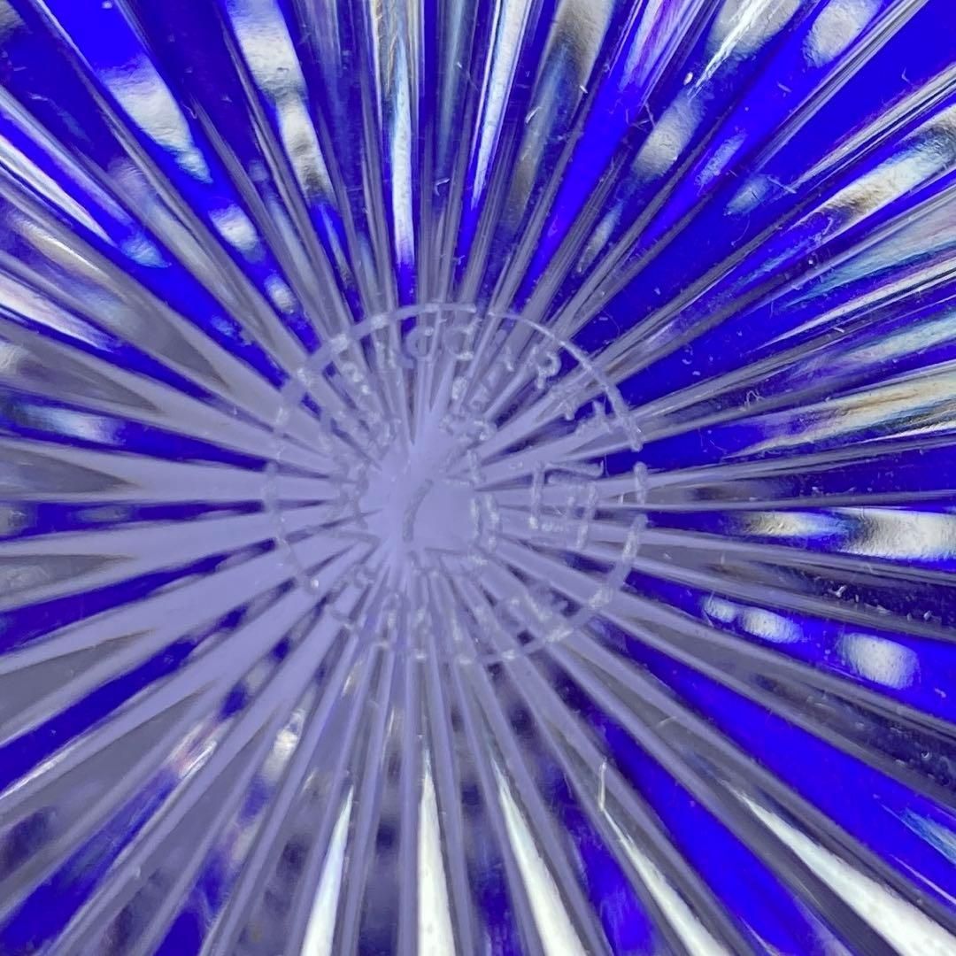 バカラ高級ライン 珍品被せ青ガラス 切子花瓶 共箱 東Y7-0220☆1F
