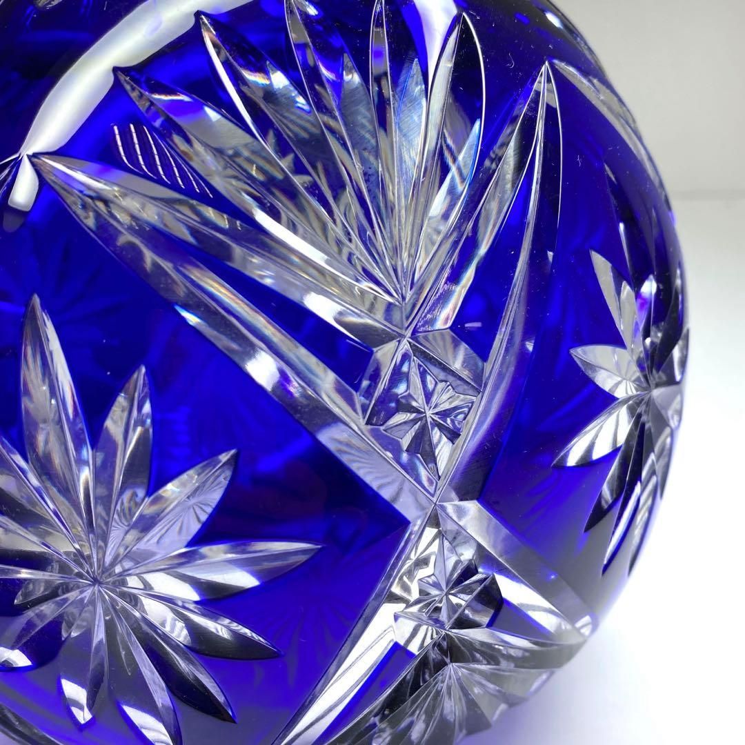 バカラ ライン 被せ青ガラス 切子花瓶 共箱 東Y 7 0220 1 Fトルコ