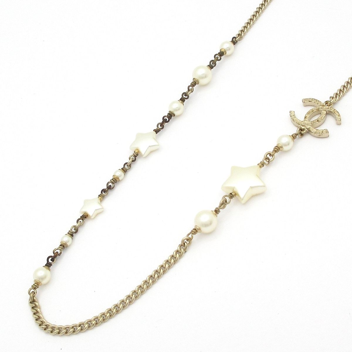 CHANEL シャネル ネックレス ココマーク ゴールド×アイボリー スター 星
