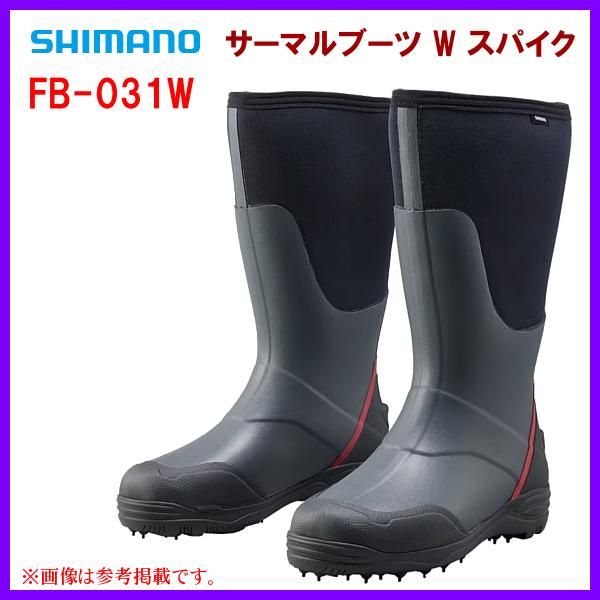 シマノ ΨⅢ サーマルブーツ W スパイク ワイド設計 FB-031 チャコールレッド L 奥１