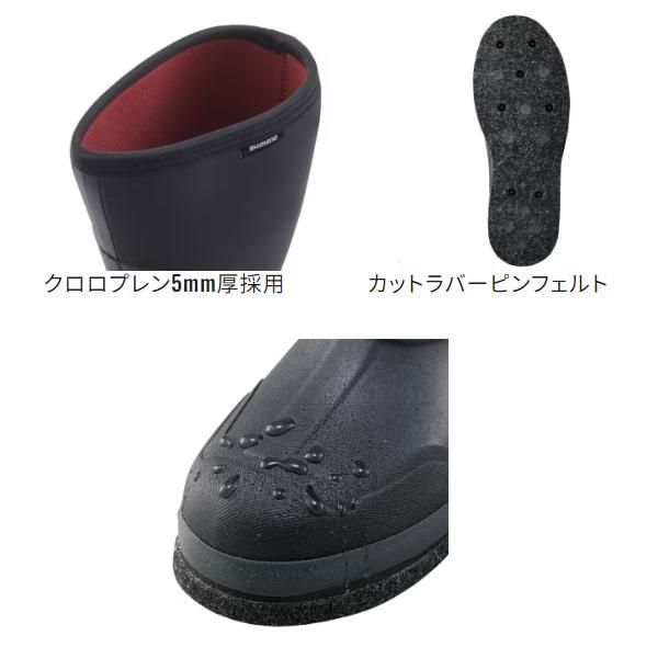 シマノ ΨⅢ サーマルブーツ カットラバーピンフェルト FB-034W ブラックレッド 2XL 9月 奥1
