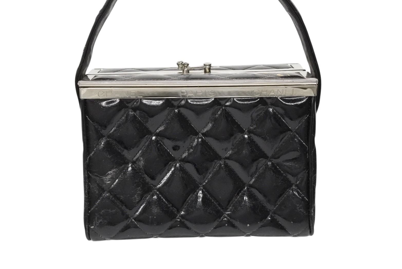  CHANEL シャネル マトラッセ スクエア バニティバッグ 観音開 ハンドバッグ 4番台 パテントレザー ブラック シルバー金具 4 b 007939 その他 バッグ