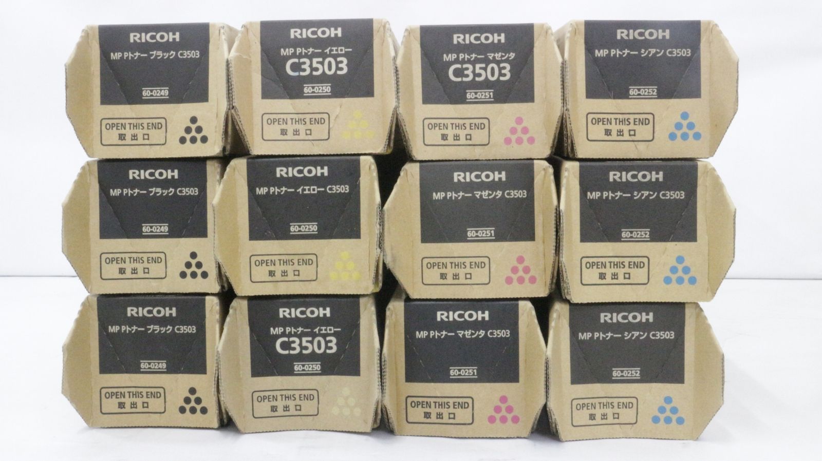 RICOH 純正 トナー C3503 4色12本 シアン マゼンタ イエロー ブラック×各3 リコー ITQSQGEK7T6W-D-F22.5-byebye
