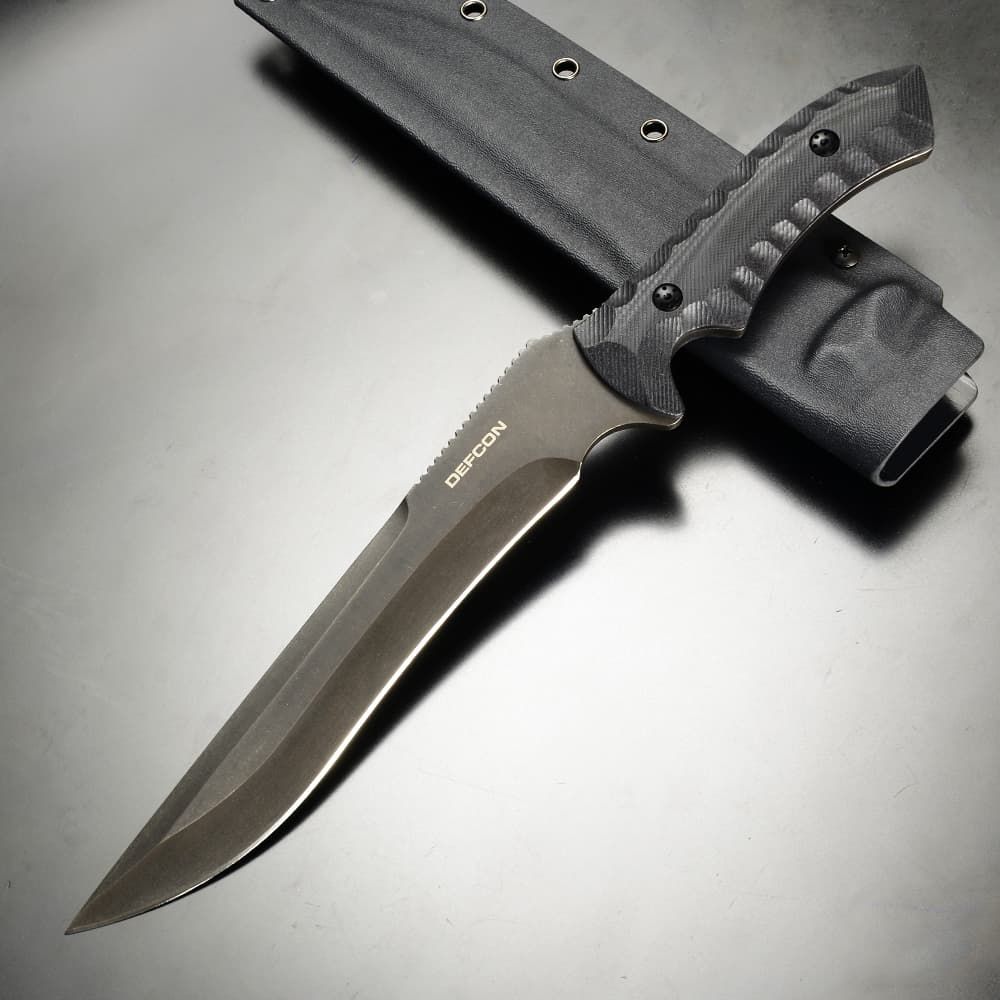 DEFCON アウトドアナイフ HYDRA ヒドラ TD003 直刃 フルタング D2鋼 カイデックスシース G10ハンドル 18歳以上 ブラック