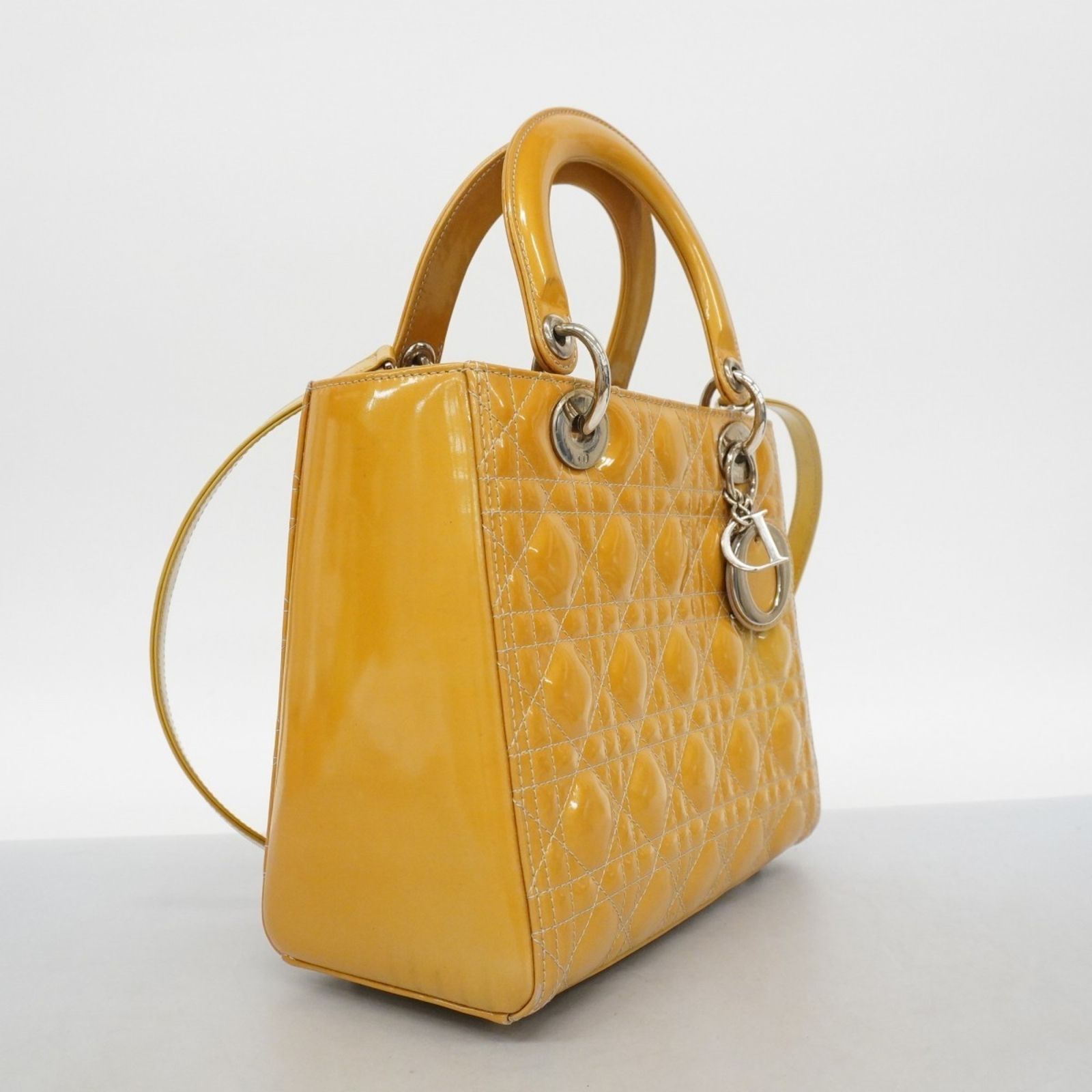 クリスチャン ディオール Christian Dior クリスチャンディオール ハンドバッグ カナージュ レディディオール エナメル ベージュ 2wayバッグレディース