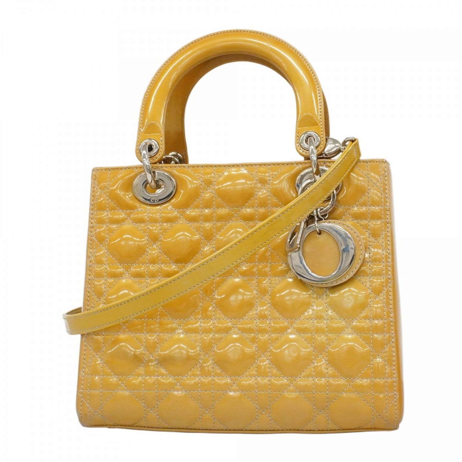 クリスチャン ディオール Christian Dior クリスチャンディオール ハンドバッグ カナージュ レディディオール エナメル ベージュ 2wayバッグレディース