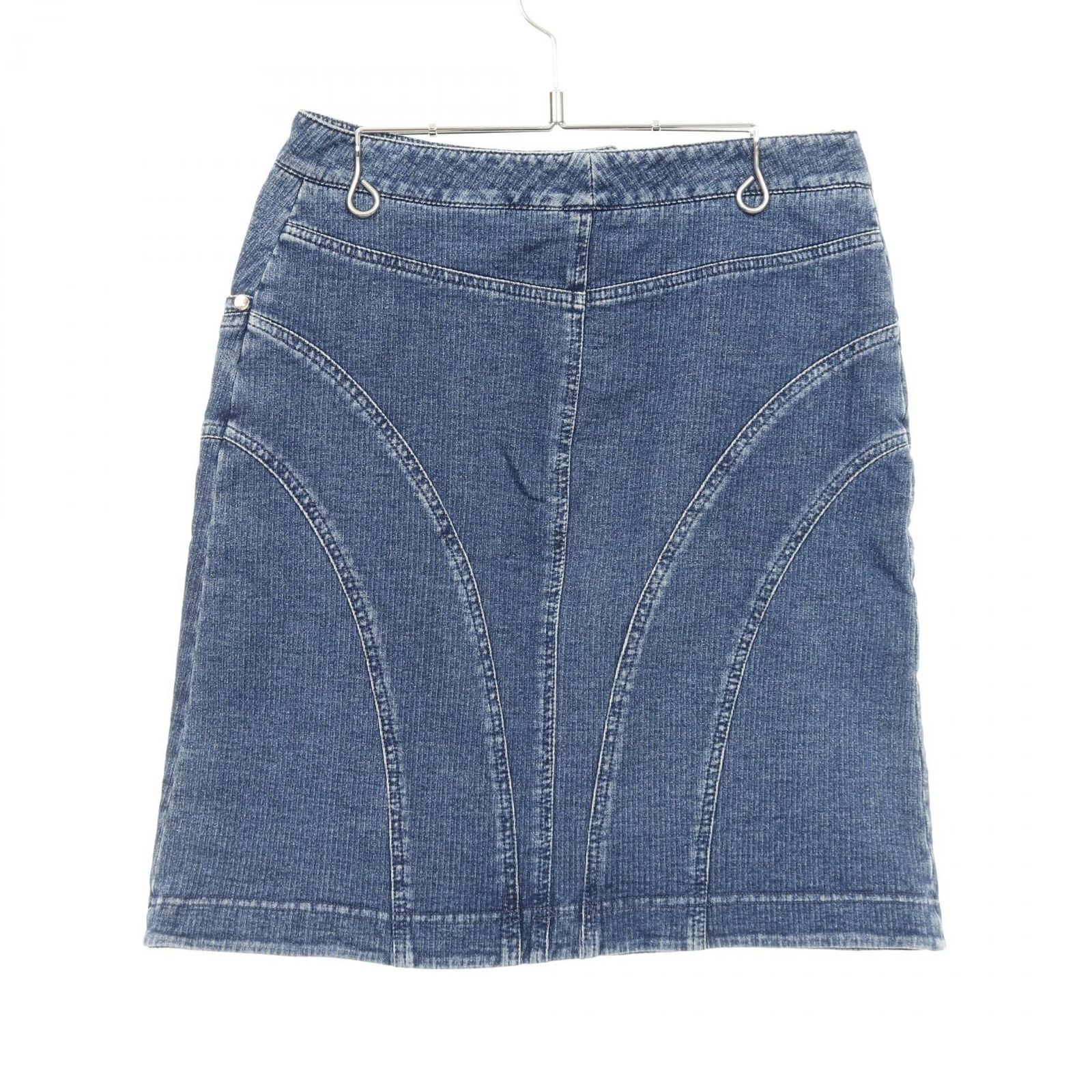 シャネル CHANEL スカート ココマークボタン ブルー コットン デニム レディース B