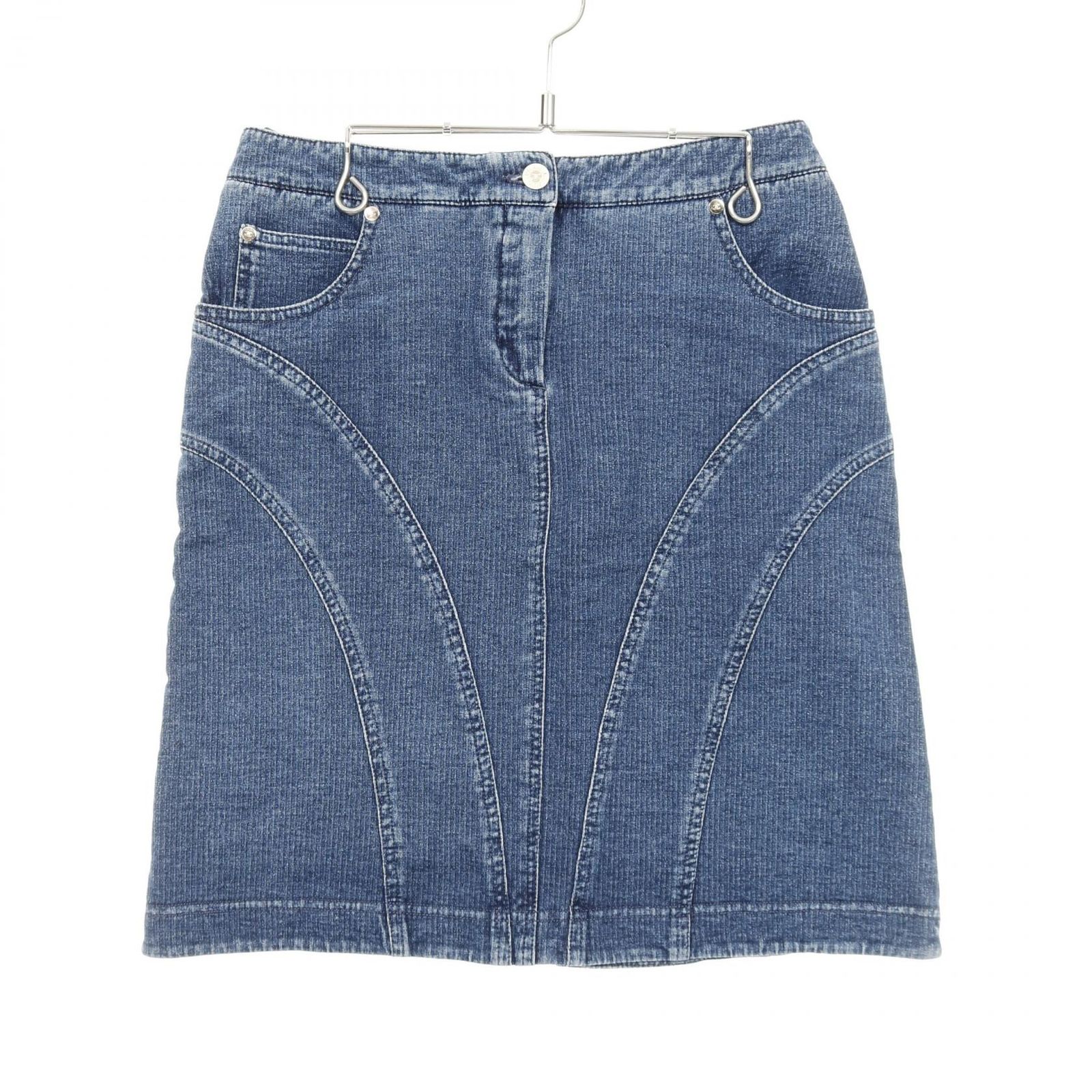 シャネル CHANEL スカート ココマークボタン P30531V20879 ブルー コットン デニム スカート レディース Used B
