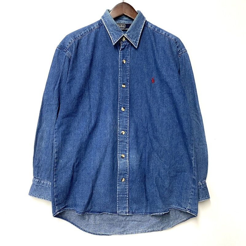 品 Polo by Ralph Lauren ポロバイラルフローレン 90S DENIM LS SHIRT デニム ロングスリーブ シャツ トップス 長袖 146-251107-cs-09-izu